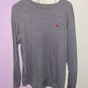 Gray Ralph Lauren Polo Thermal Knit Long Sleeve T